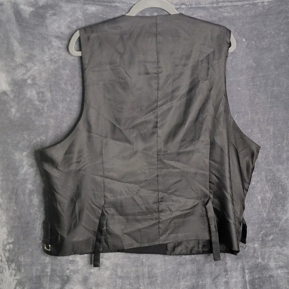 Unbranded Vest Mens 2XL‎ Black Double Breasted Formal Waistcoat Cinch Back
